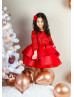 Red Sequins Satin Christmas Party Flower Girl Dress